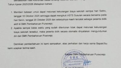 Belasan Siswa SMK PN Purworejo Terancam Nonaktif karena Tunggakan SPP, Kacabdin Turun Tangan